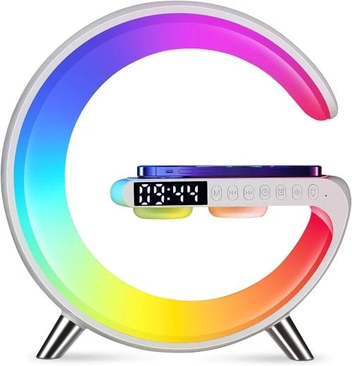 4-in-1 Wireless Charger, Mood Lamp, Bluetooth Speaker & Alarm Clock